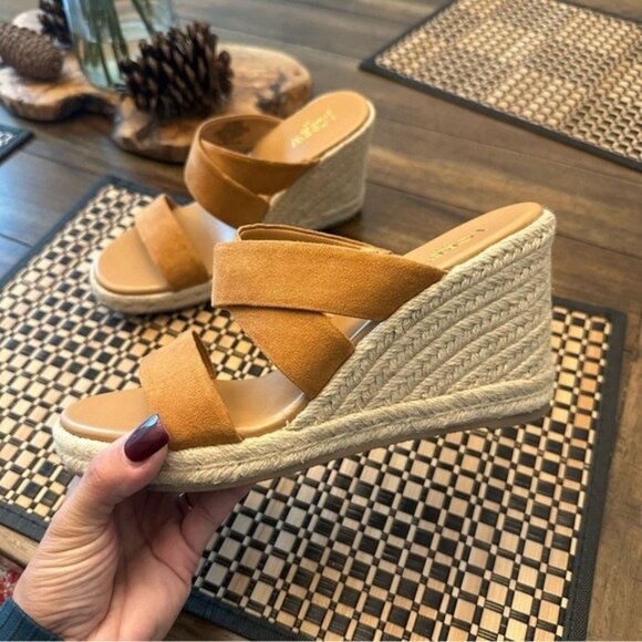 J. Crew Factory Shoes - J.Crew Wide-strap espadrille mule wedges Pale Clay Size 7.5